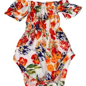 Floral Off-Shoulder Kids Romper